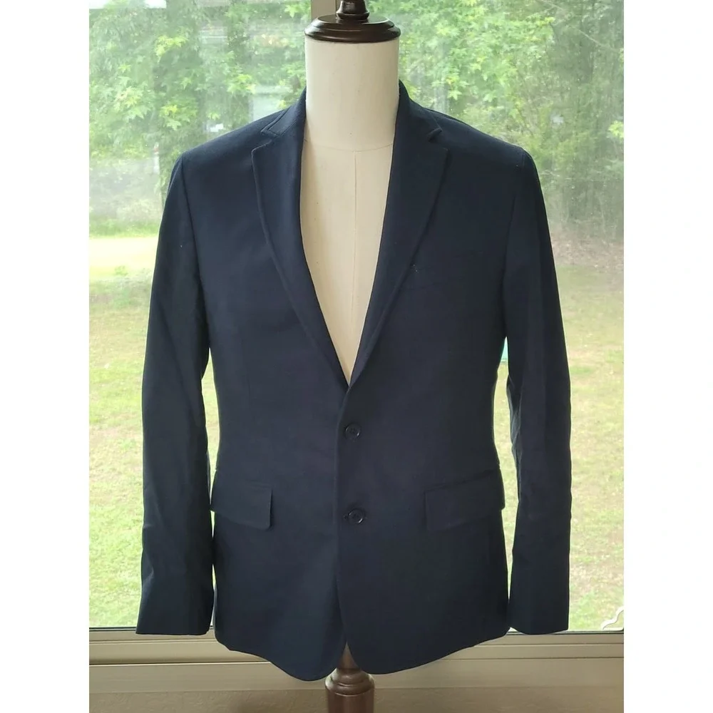 BANANA REPUBLIC 38S Blue Blazer Jacket Tailored Fit Cotton 2 Button